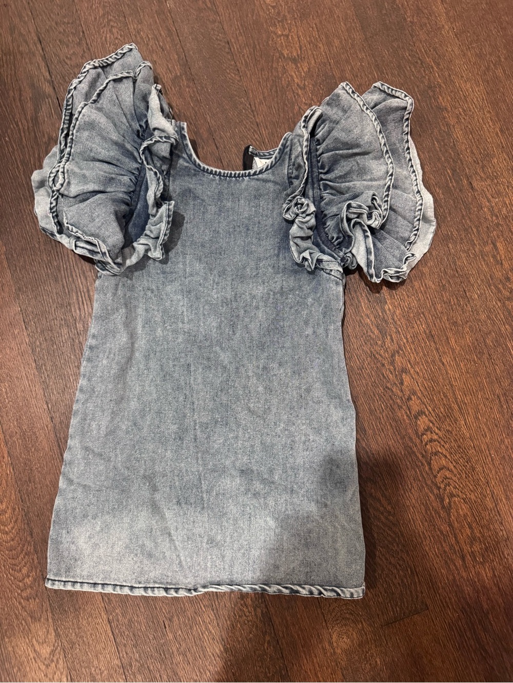 Lola + The Boys Denim Ruffled Puff Sleeve Denim Dress